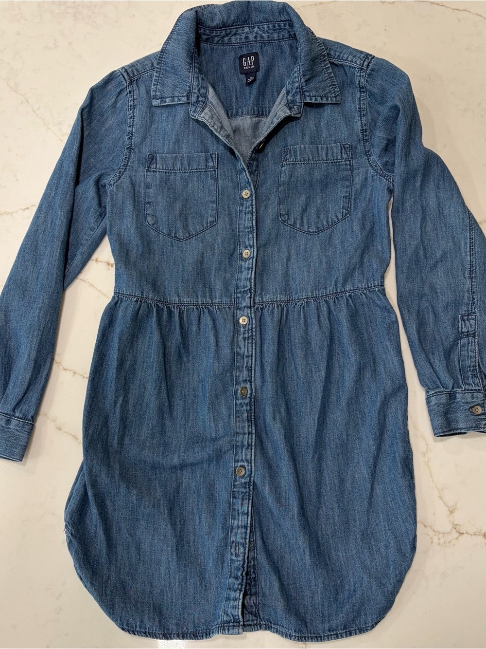 Gap Girls Denim Chambray Button Front Shirt Dress Size M